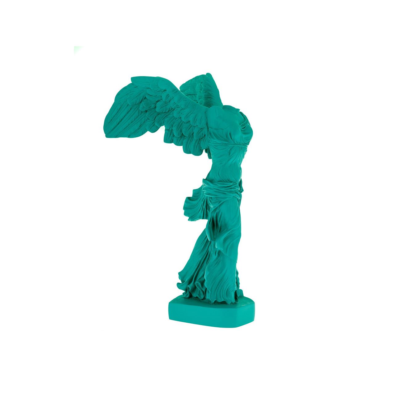 Nike Winged Goddess of Samothrace or Victory Goddess Ancient Greek Statue 36 cm 14.2 Bright Green